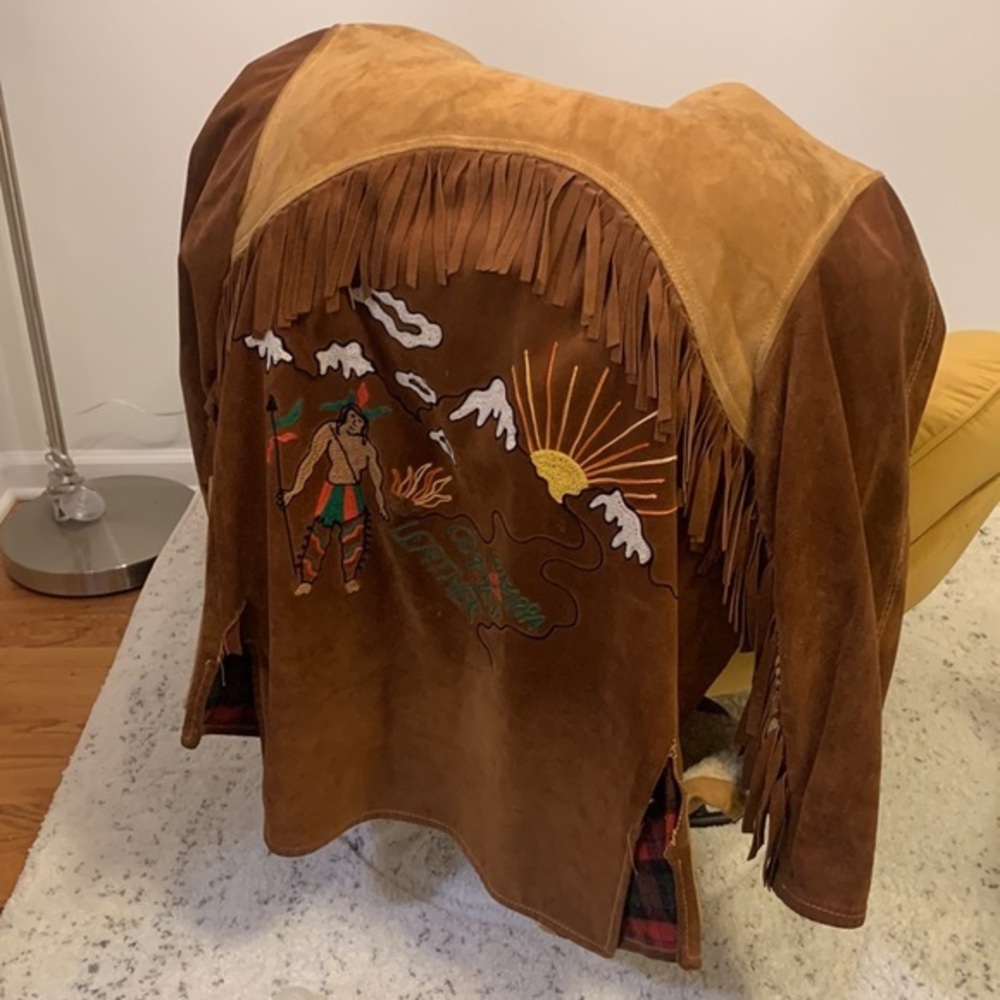 vintage shearling coat w/ embroidered back